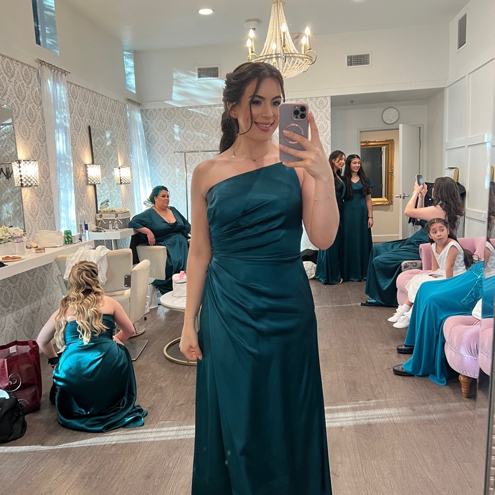 Elegant One-Shoulder David’s Bridal Gown